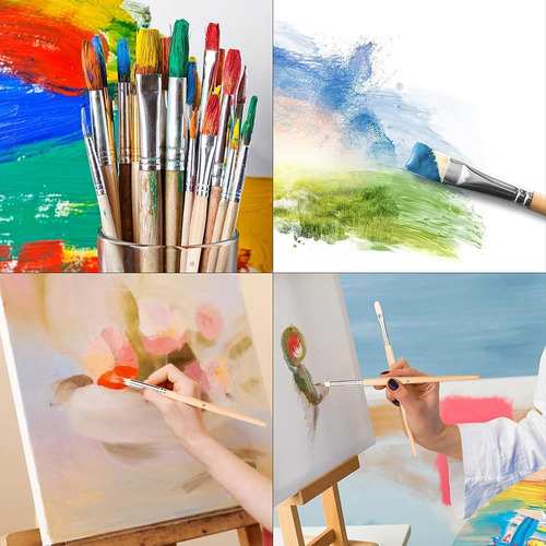 Set De Pintura De Madera, 6 Pinceles Para Pintura Acrílica