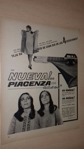 P321 Clipping Publicidad Tejedora Portatil Piacenza Año 1967