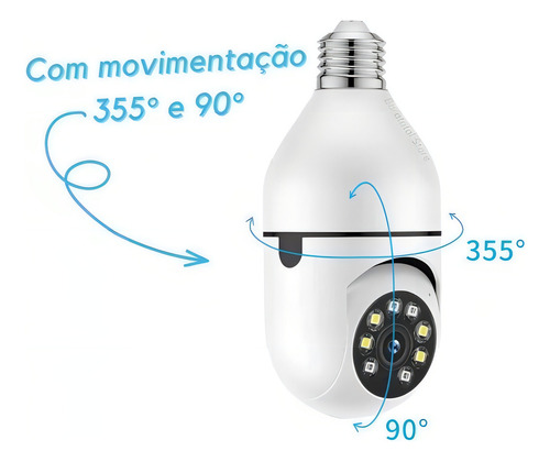 Câmera Ip Inteligente Wifi E Espiã Lâmpada Visão Noturna Cor