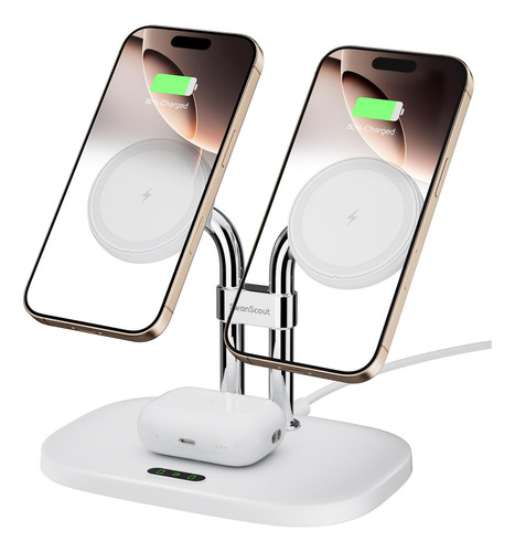 Swanscout Wireless Charger for Magsafe, Magnetic Charger Dual for iPhone 16/15/14/13/12 Series, Charging Station for AirPods Pro 2/Pro/4/3/2, 706 m for Apple