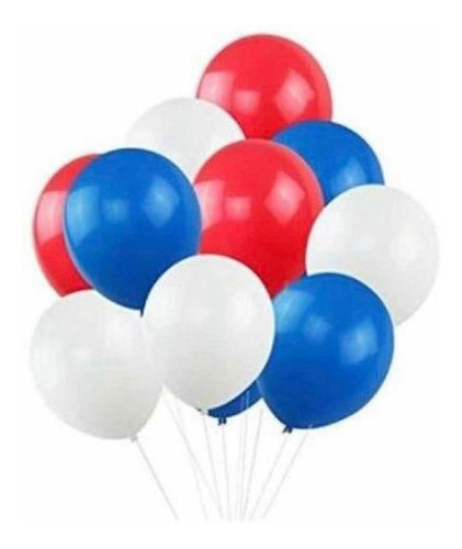 Pack 50 Globos Látex Metalizados Fiestas Patrias Tricolor