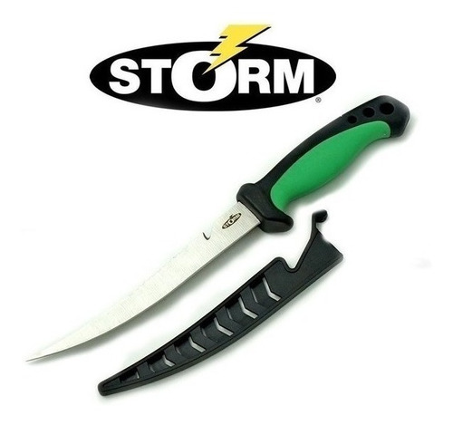 Cuchillo Filetero Acero Con Funda Sierra Corta Cuerda Strom