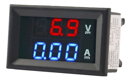 Voltimetro Amperimetro De Panel 99.9v 10a Display Rojo Azul