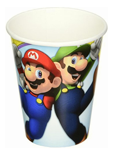 Amscan Super Mario Brothers Vasos Multicolores, 9 Onzas
