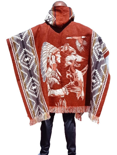 Imagen 4 de 7 de Maxiruana Hombre Lana Alpaca Urbana Con Capota Lobo Liviana
