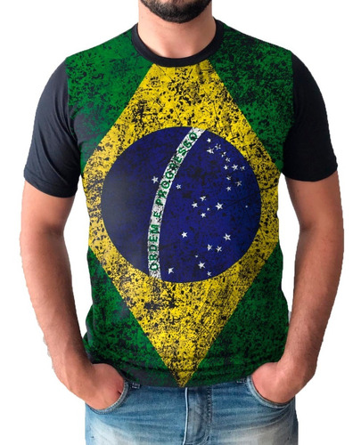 Camiseta Camisa Bandeira Do Brasil Masculina 