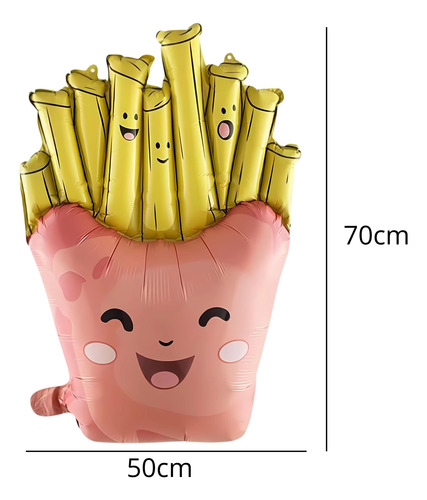 Pack 2 Globos Hamburguesa Papas Fritas Metalizados 65/70cm Colores Papas Fritas/hamburguesa