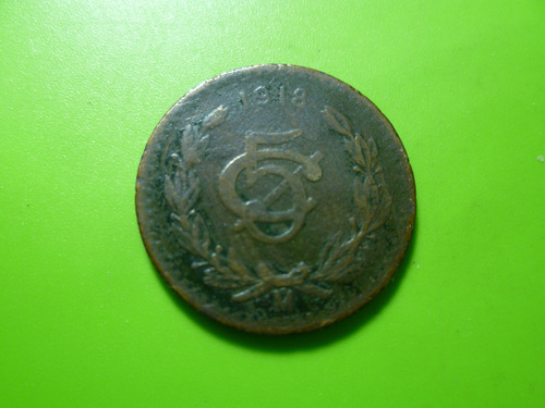 Antigua Moneda De 5 Centavos. 1918.