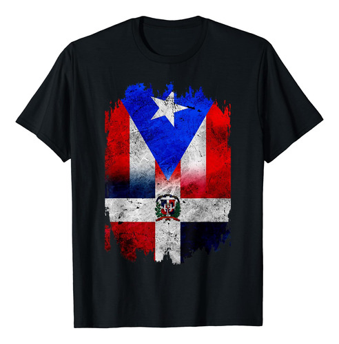 Playera Con Bandera Dominicana Y Puertorriqueña De La Bande