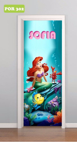 Adesivo Decorativo Para Porta Princesa Ariel Sereia P302