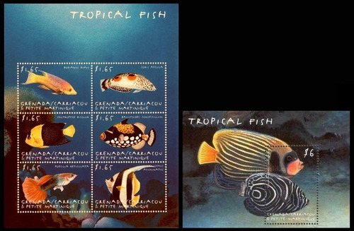 Fauna - Peces - Granada Carriacou - Hojita + Block Mint 