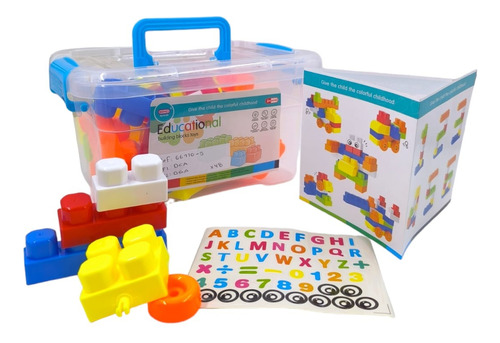 Caja Con Bloques De Construccion Grandes Niños Y Niñas X48 U