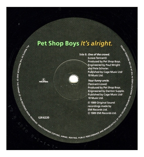 Pet Shop Boys - It's Alright | 12 Maxi Single Vinilo Usado