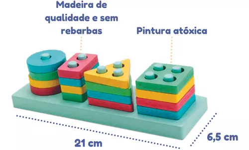 Conjunto de Três Peças de Encaixe em Madeira Montessori - Primeiros Jogos -  Compra na