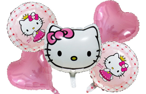 Padrisimo Bouquette De Globos De 5 Piezas Hello Kitty