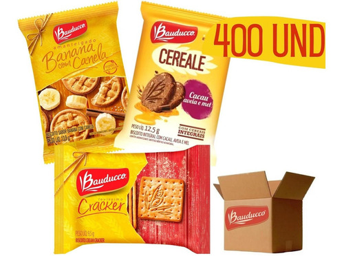 Biscoito Bolacha Bauducco Banana Cereale Cracker 400 Sachês