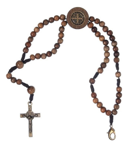 Pulseira Terco Mad Imbuia 4mm Cruz Sao Bento Catolico