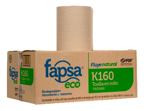 Toalla En Rollo Café K160 Fapsa C/6 Rollos 160mt