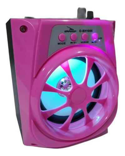 Mini Caixa De Som Grasep 10w Rms Bluetooth Fm Usb Rosa