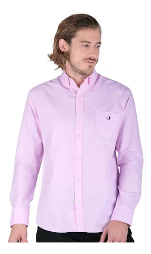 Licuar entrada violencia Camisa Casual Long Beach Polo Club Hombre Rosa Algodon/polie