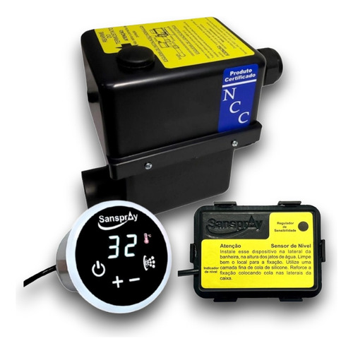 Kit Aquecedor 8000/220 + Motobomba 1/2cv 220v + Cromo 2 Led