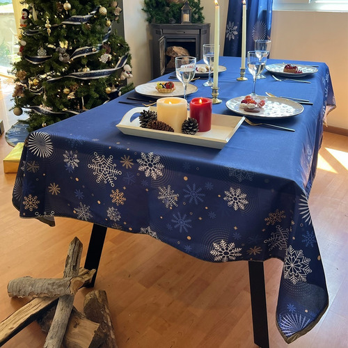 Mantel Para Mesa Cuadrada Navideño Béla Home 2mx2m (4sillas) Color Copos