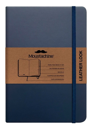 Libreta Moustachine Classic Leather Look Azul Mediano A5