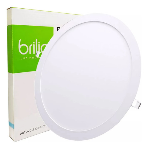 Painel Led Brilia Embutir Redondo 24w Quente 3000k 29,5cm