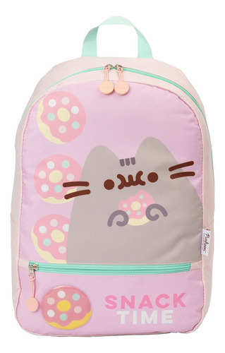 Mochila Pusheen Escolar Para Niña Donas Color Rosa Diseño de la tela Liso