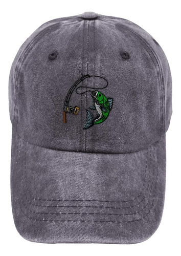 Sombrero Lavado Vintage Deporte Pesca Pescado Logo Bordado A