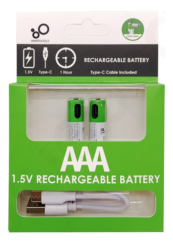 Pilas Recargables Tipo C Aaa 2 Unidades Blanco