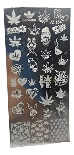 Placa Sello Estampado De Uñas Cannabis Y Labios Stamping