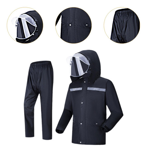Traje De Lluvia Con Puños Ajustables Para Hombre, Chaqueta