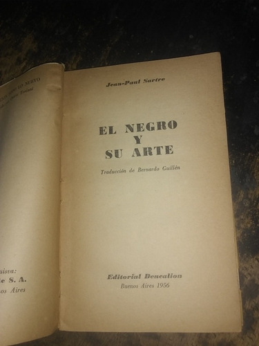 El Negro Y Su Arte. Jean Paul Sartre (1956/106 Pág). (Usado)