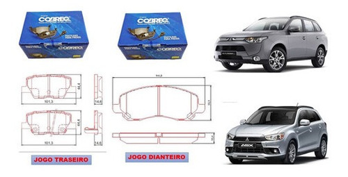 Kit Jogo Pastilha Diant + Tras Cobreq Mitsubishi Asx 2021