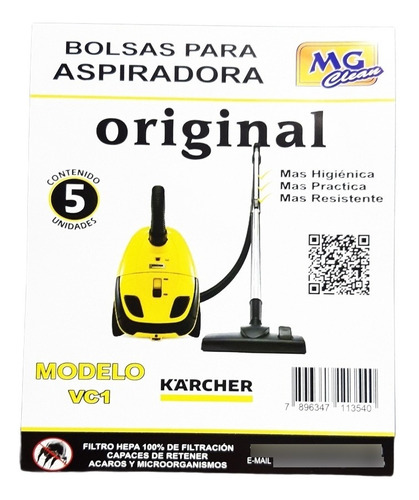 Bolsas Para Aspiradora Karcher Vc1 Vc 1 X 5 Und