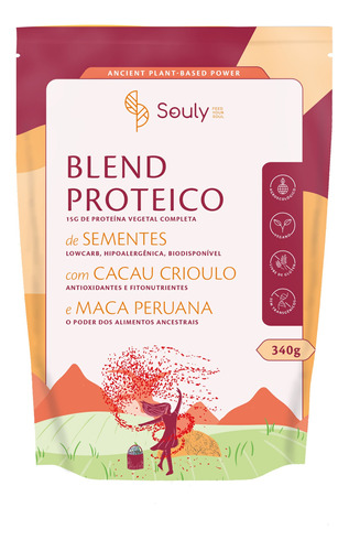 Blend Proteico Com Cacau E Maca Peruana Souly 340g