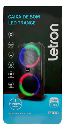 Caixa De Som Trance Led Rgb Bluetooth Controle 1200w Letron