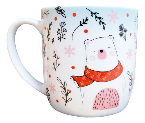 Caneca De Porcelana Urso Polar Natal 300ml