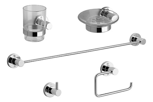 Set 5 Accesorios Para Baño Fv - Cromo- Prestigio