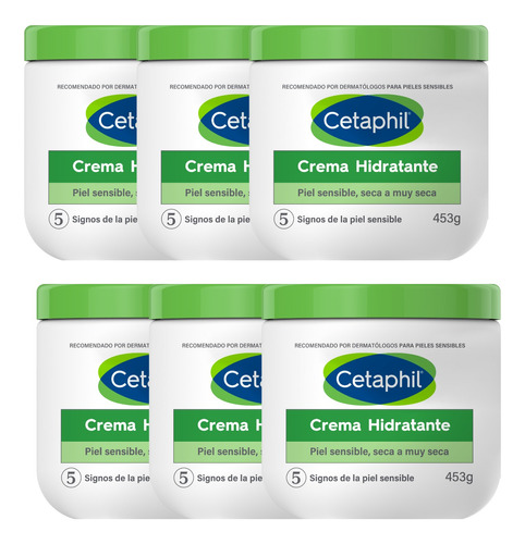 Combo X 6 Cetaphil Crema Humectante 453 Gr