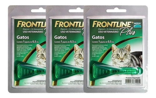 Pipeta antiparasitário para pulga Merial Frontline Plus para gato