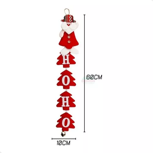 Enfeite Natalino De Pendurar Ho Ho Ho Feliz Natal C/ Sino