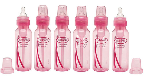 Dr. Brown 's Estándar Pink 8oz Botellas  6 count