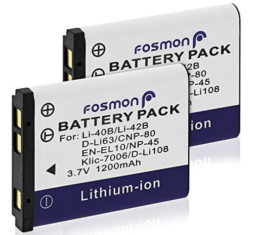 Batería De Cámara - Fosmon (2 Pack) Li-40b, Li-42b Batería S