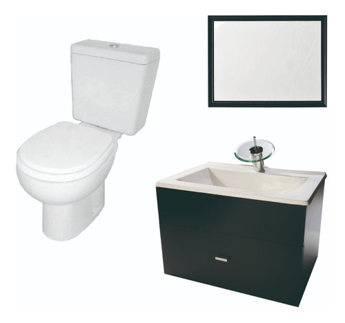 Combo Para Baño Basico Cascada Vanitory 60cm Inodoro- Cuotas