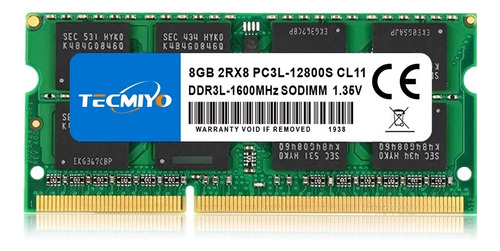 Memoria Ram Tecmiyo Ddr3l 8gb 2rx8 12800s Notebook