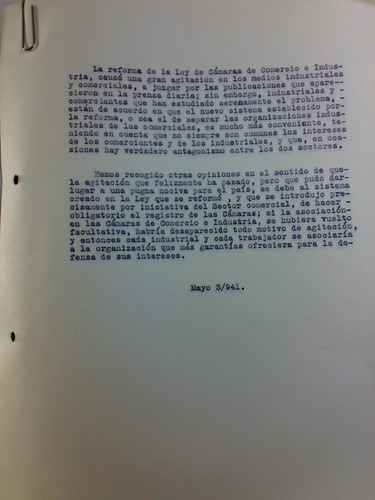 Reforma De Ley Comentar Camara De Comercio Doc. Antiguo1941 