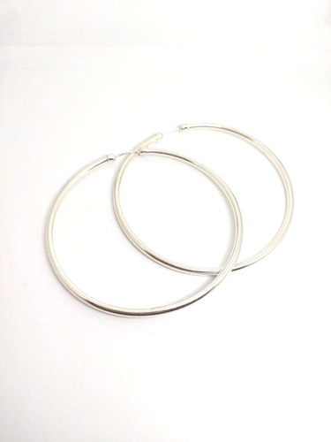 Aros Argollas Grandes 7 Cm Plata 