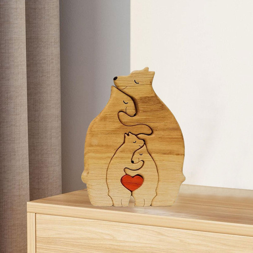 Sc Rompecabezas De Madera Con Decoración De Familia De Osos